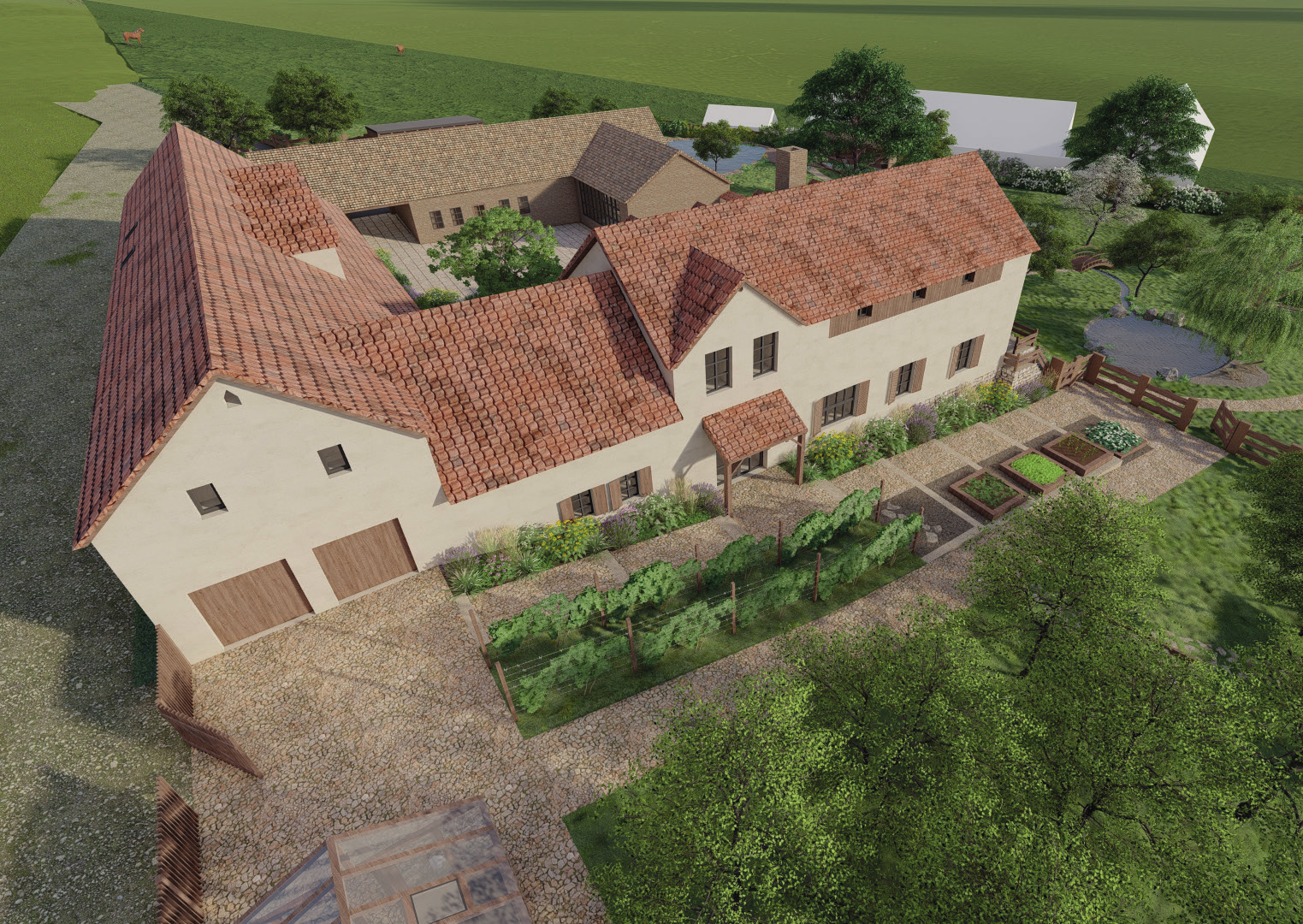 Letecký pohled na dokončený projekt